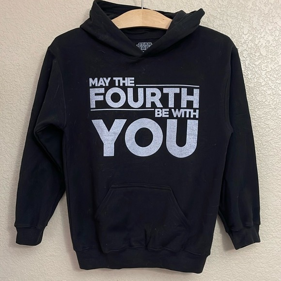 Star Wars May The Fourth Be With You Hoodie Youth Black Graphic - Picture 1 of 4